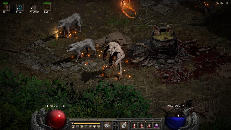 In meiner Suppe baden Menschen und gelb ist sie auch noch. Die Liebe zum Detail in Diablo 2: Resurrected ist umwerfend.