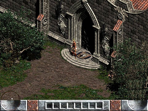 Eines der ersten veröffentlichten Pressebilder von Diablo 2 hat unten noch einen Platzhalter für die Benutzeroberfläche.