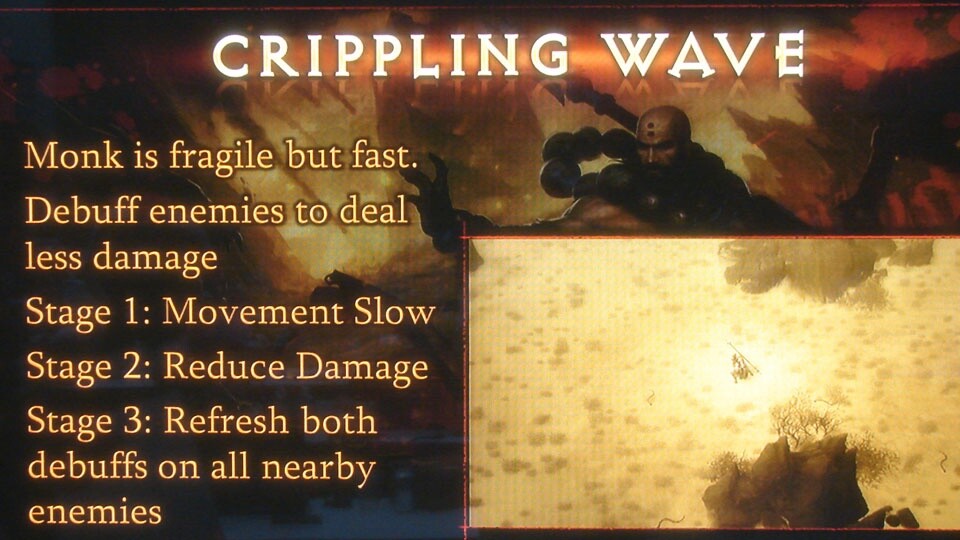 Crippling Wave ist ein starker Umgebungsangriff, der die Gegner schädigt und schwächt.