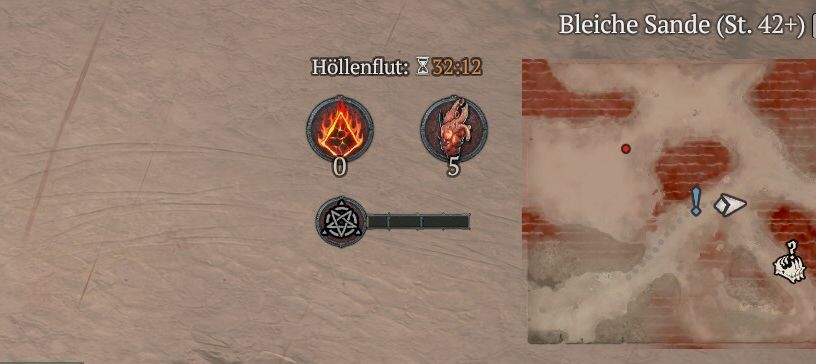 Rechts oben neben der Minimap seht ihr, wie viel Glut und Herzen ihr gerade gesammelt habt. Die Anzeige darunter ist die Bedrohungsleiste.