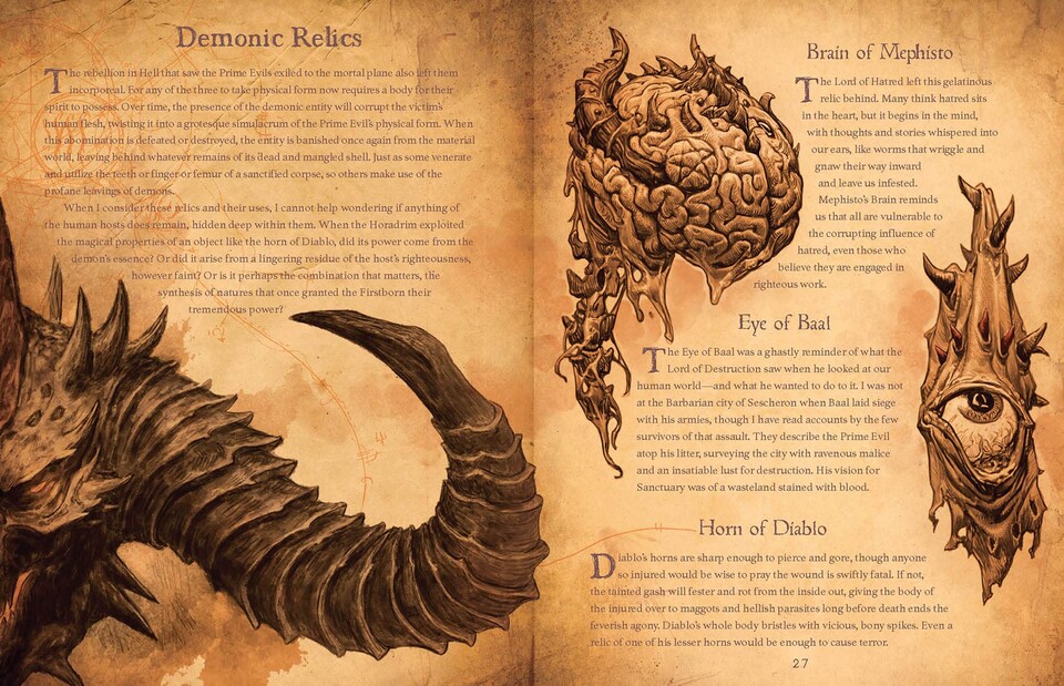 Im Buch des Lorath wird aufgezeigt, welche Körperteile Diablos und seiner Brüder den Horadrim vorliegen. (Quelle: Blizzard)