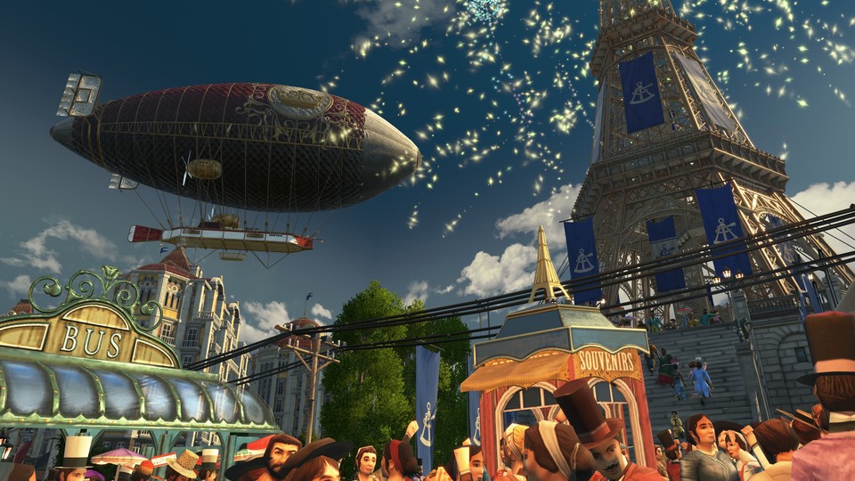 Der Reisezeit-DLC richtet sich an Effizienz- und Schönbauer gleichzeitig. Mit dem Quasi-Eiffelturm, lecker Gerichten und noch leckeren Drinks beglückt ihr auch eure »Ureinwohner«.