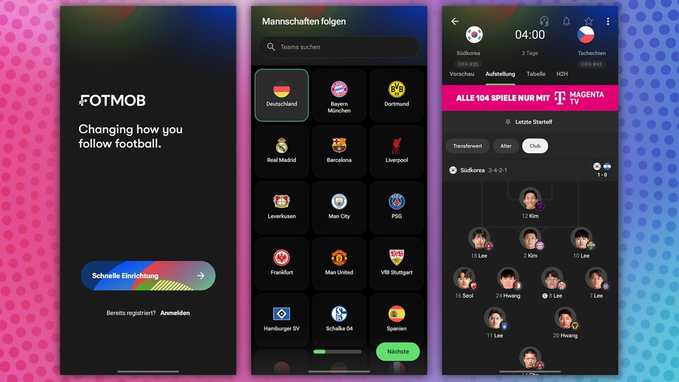 Die FotMob-App gilt für viele Fußball-Fans als die beste Übersicht. (Bildquelle: FotMob GameStar Tech)