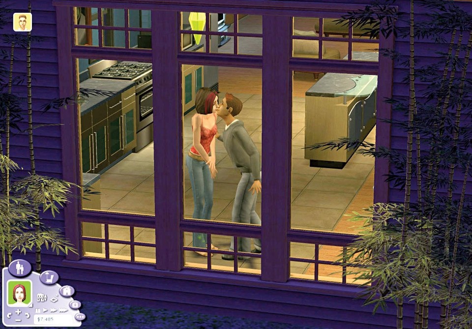 Romantische Sims: Von außen beobachten wir durch ein Fenster zarte Annäherungsversuche.