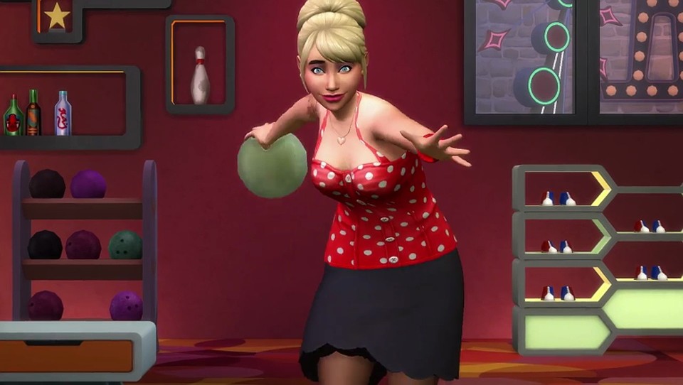 Die Sims 4 - Gameplay-Trailer stellt das »Bowling-Abend-Accessoires-Pack« vor