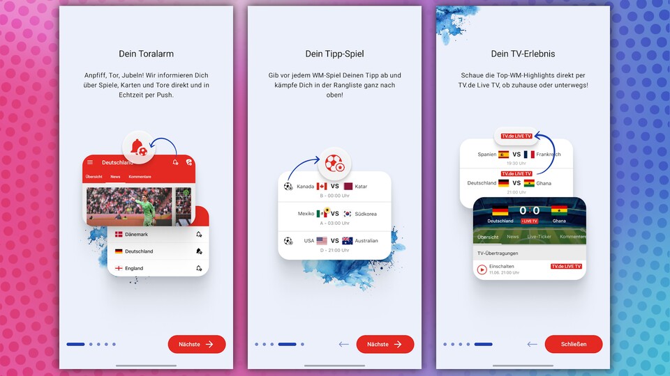 Die WM 2026 App setzt vor allem auf ein reibungsloses Fußball-Erlebnis im TV. (Bildquelle: WM 2026 App GameStar Tech)