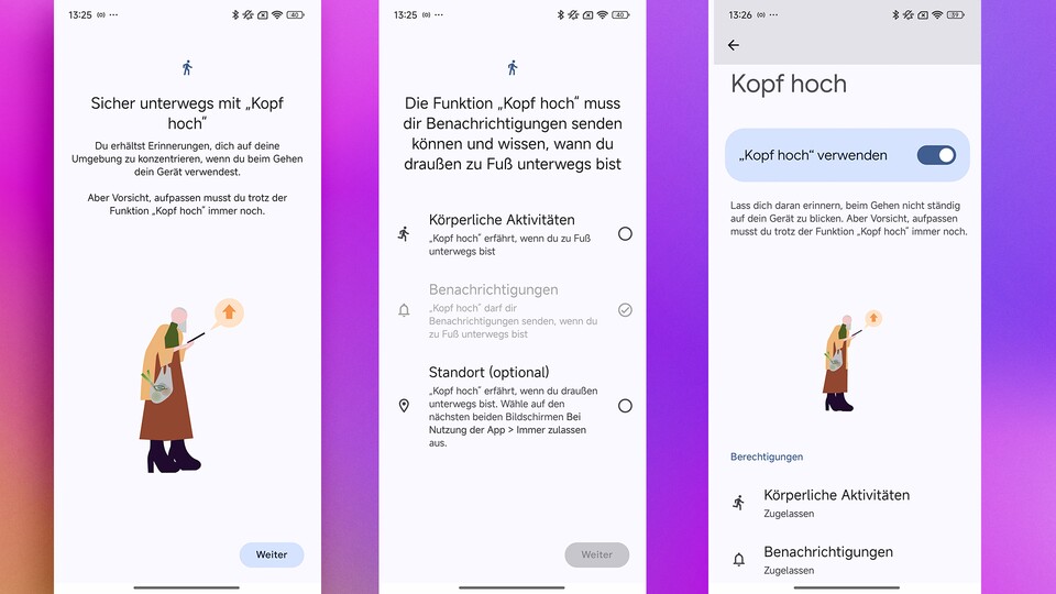 Ein durchaus praktisches Sicherheits-Feature, wenn ihr unterwegs seid: Der Kopf-hoch-Modus. (Bildquelle: GameStar Tech)