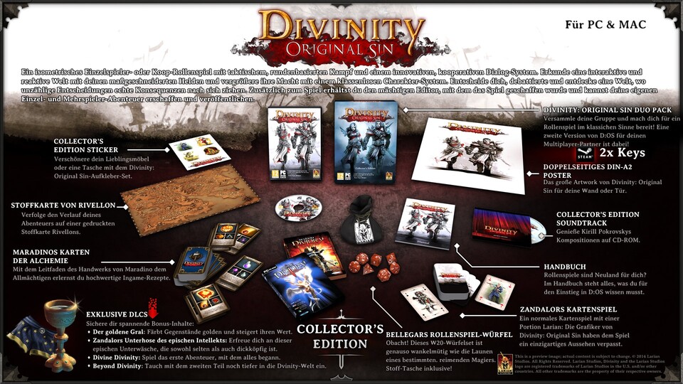 Die limitierte Collector's Edition von Divinity: Original Sin enthält zahlreiche Extras.