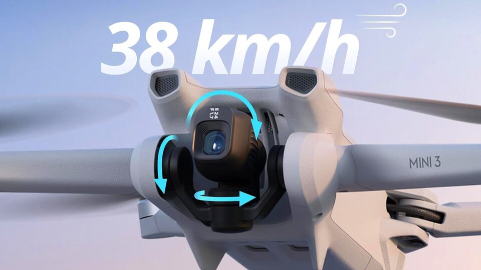 Dank steuerbarem Gimbal sind mit der Mini 3 tolle Aufnahmen möglich - auch wenn ihr ein bisschen mehr beschleunigt verliert ihr nicht die Übersicht.