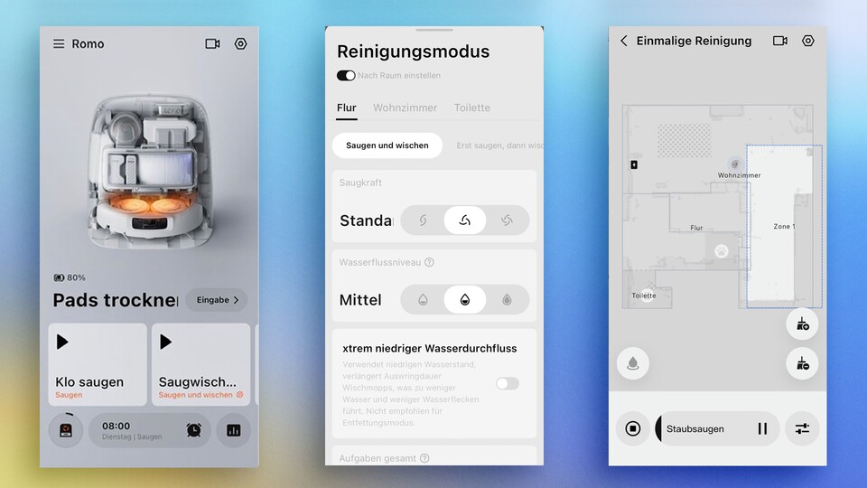 Die App des DJI Romo ist sehr gelungen. Gerade bei einem komplett neuen Saugroboter ist das durchaus eine positive Überraschung.