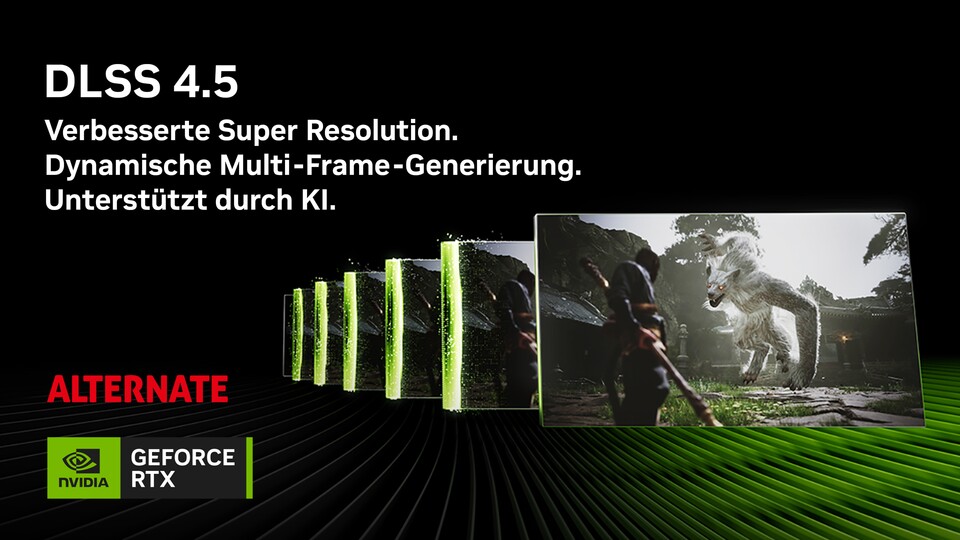 Zu jedem gerenderten Frame kommen fünf Frames obendrauf, dank DLSS 4.5!