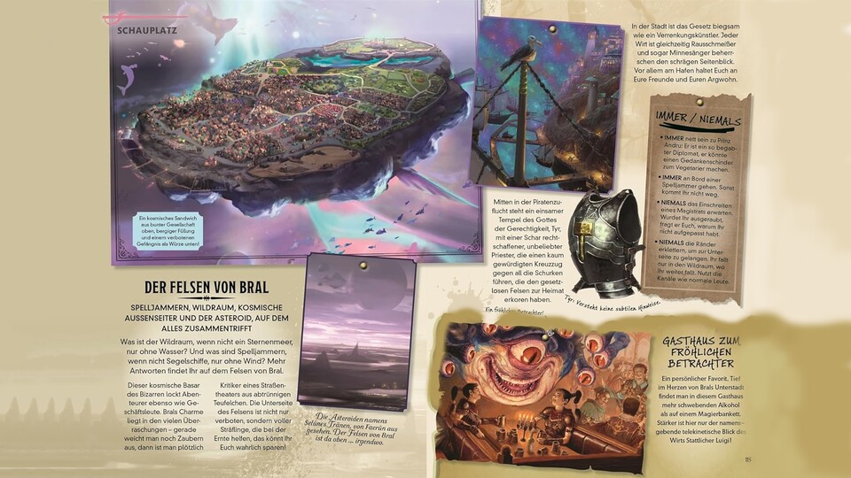Dieser Guide fühlt sich an wie ein Reiseführer durch die wundervollen Städte und Welten von Dungeons + Dragons!