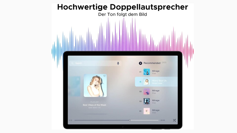 Dieses Tablet sieht nicht nur richtig gut aus, es bietet auch einen hochwertigen Sound!