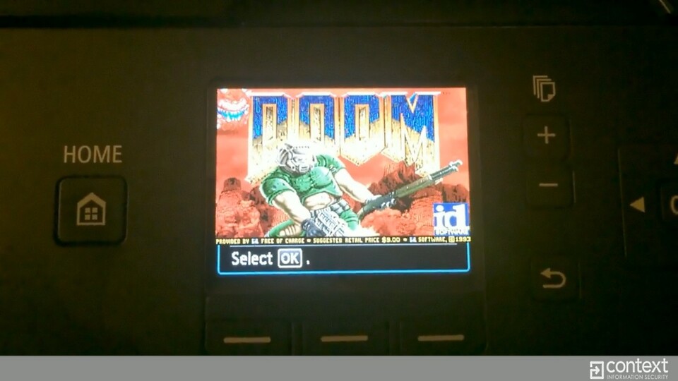 Doom läuft mit einer manipulierten Firmware auf einem Canon Pixma.(Bildquelle: Contextis)