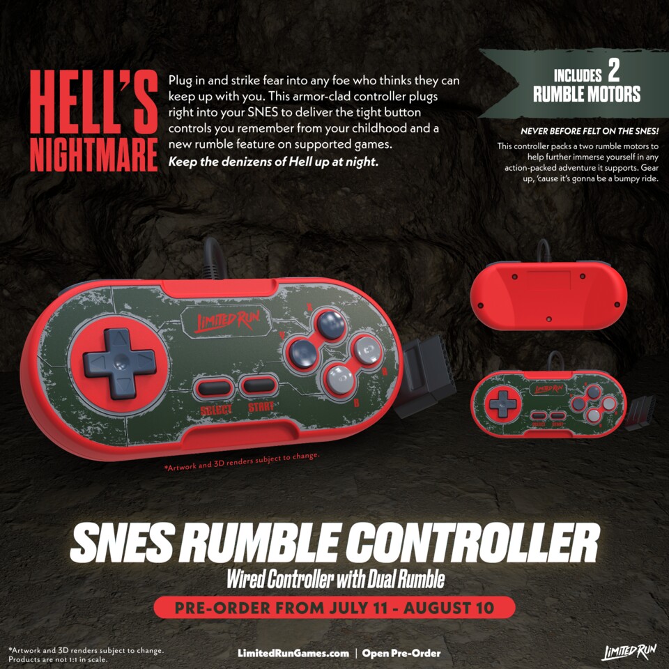 Der neue Controller unterstützt Rumble -Funktionen für den Super Nintendo.