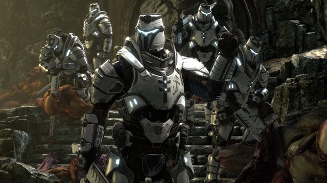 Die Night Sentinels tauchen in Doom 2016 als Hologramme und Statuen auf. Der Slayer soll ihr General gewesen sein. (Bildquelle: doom.fandom.com)