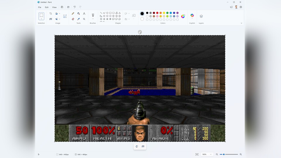 Doom läuft jetzt auch in Microsoft Paint – auch wenn nur als Monitor. (Bildquelle: DoomPaint)