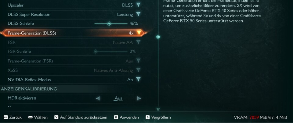 Multi-Frame-Generation berechnet noch mehr Zwischenbilder für noch höhere Frameraten, wie hier in Doom Eternal. Das Feature gibt es exklusiv nur bei RTX 5000.