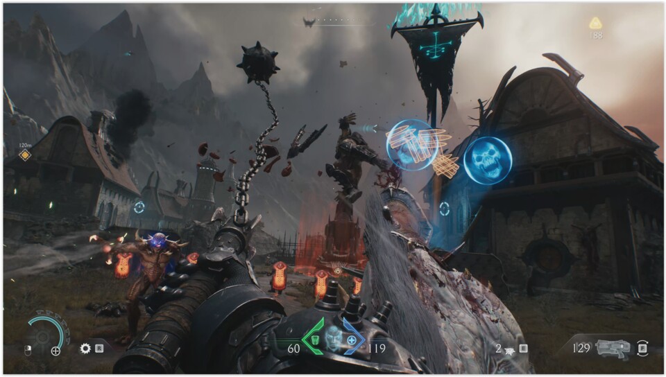 Der Morgenstern fetzt einen Bogenschützen von seinem Reittier und beschert uns zugleich Munition und Lebensenergie.