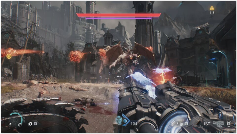 Dieses doppelläufige Geschütz ist eine Variante der Plasma Gun - auf Knopfdruck wechseln wir zwischen den Versionen.