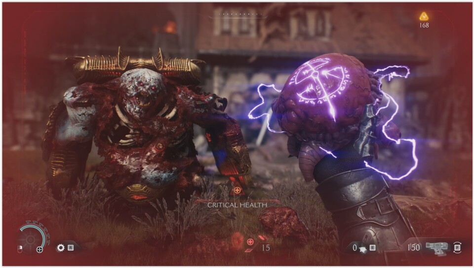 Mini-Bosse erledigen wir mit einem besonders grausigen Finisher, geskriptete Animation für reguläre Glory Kills gibts dafür nicht mehr.