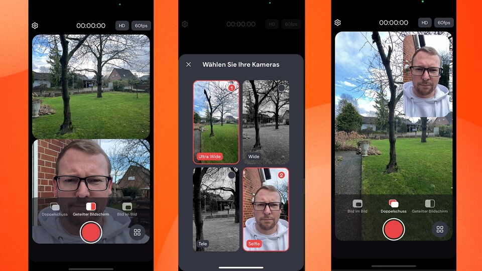 DoubleTake ermöglicht euch, Videos mit mehreren Handykameras gleichzeitig aufzunehmen. (Bild: GameStar Tech)