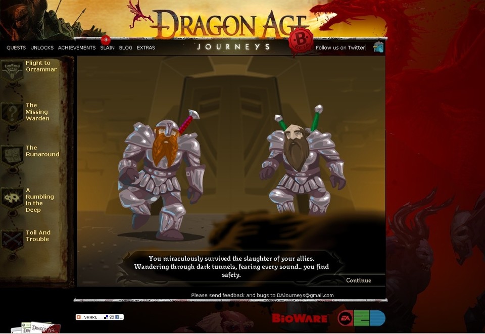 Die Geschichte von Dragon Age: Journeys wird durch gezeichnete Artworks und Texteinblendungen vorangetrieben.