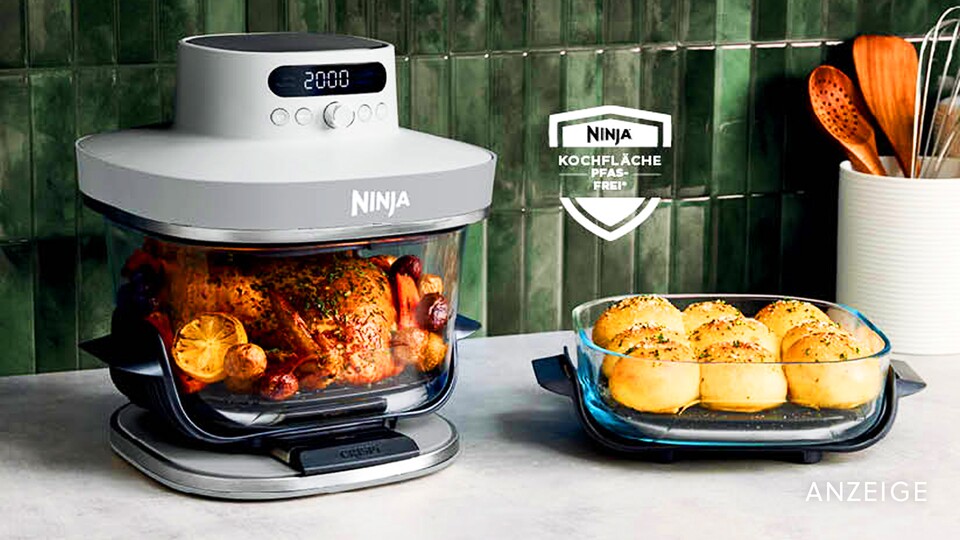 Ein Airfryer aus Glas: Die Ninja Crispi ist quasi die Tupperware der Heißluftfritteusen.