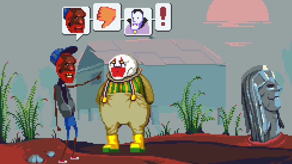 Fiese Kommentare und dumme Sprüche können ziemlich verletzend sein, das weiß auch Dropsy, der Clown aus dem nach ihm benannten Spiel von Devolver Digital.