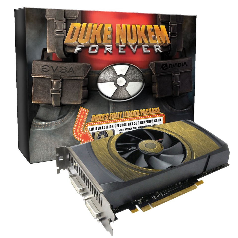 Das Fully Loaded Package von Duke Nukem Forever enthält die Grafikkarte Nvidia Geforce GTX 560 von EVGA.