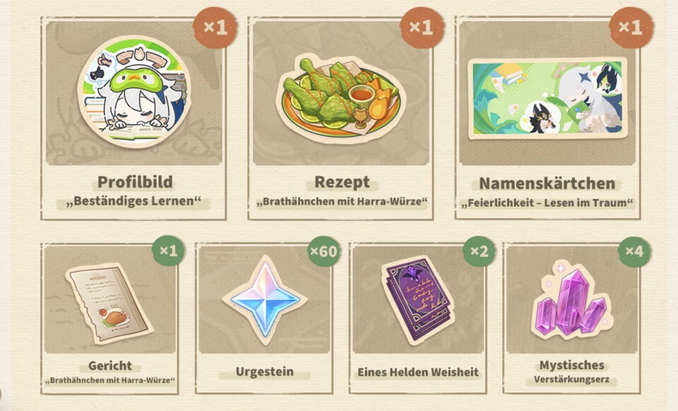 Ihr erhaltet kosmetische Inhalte, sowie Verbrauchsgegenstände und Ingame-Währung.