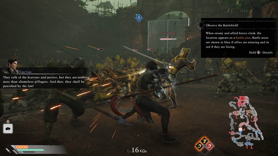 Feindliche Offiziere (hier der gelbe Kollege mit Lebensleiste) solltet ihr gezielt ausschalten, um die Moral der gesamten Truppe zu ruinieren.