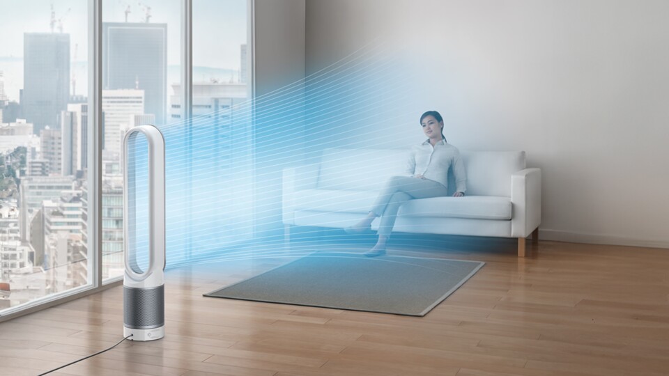 Nach einem heißen Tag auf der Arbeit verwöhnt euch der Dyson Pure Cool mit einem riesigen kühlen Luftstrom, der nie unangenehm zu stark wird.