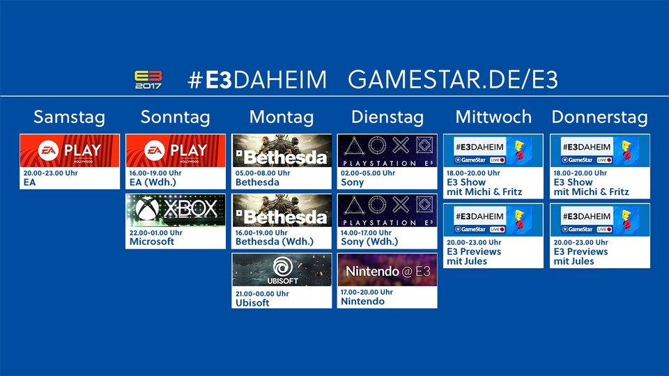 Ablaufplan: Das sehen Sie in der E3-Woche im #E3daheim Livestream.
