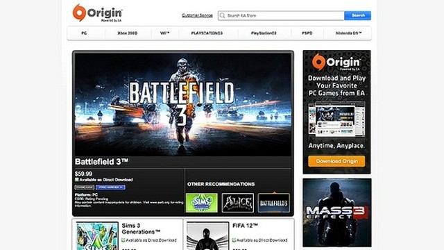 Mit der Online-Plattform »Origin« will Electronic Arts dem Marktführer Steam Konkurrenz machen. : Mit der Online-Plattform »Origin« will Electronic Arts dem Marktführer Steam Konkurrenz machen.