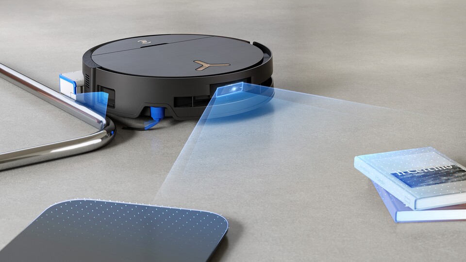 Um die 3D-erfassten Hindernisse wird elegant herum navigiert und dennoch ein minimaler Abstand für maximale Reinigungsfläche gehalten.