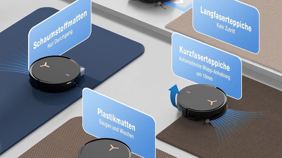 Egal ob und welchen Teppich ihr zu Hause habt: Dieser Saugroboter packt alles.