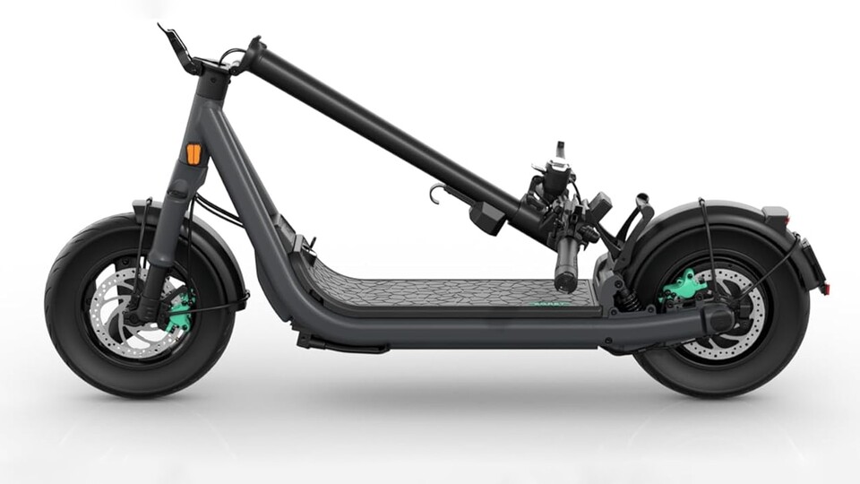 Zusammengeklappt lässt sich der Egret GT leicht in einem Kofferraum oder platzsparend in der Wohnung verstauen.