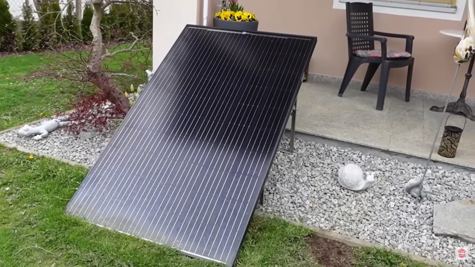 Solar panel in the front yard