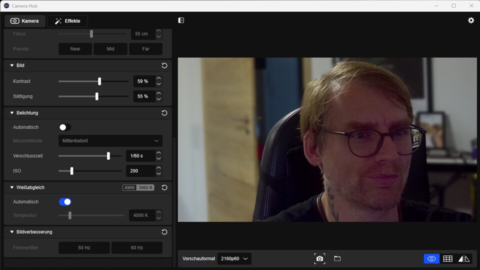 Das Camera Hin von Elgato ist übersichtlich und bietet zahlreiche Funktionen. Schöner macht mich das allerdings auch nicht.