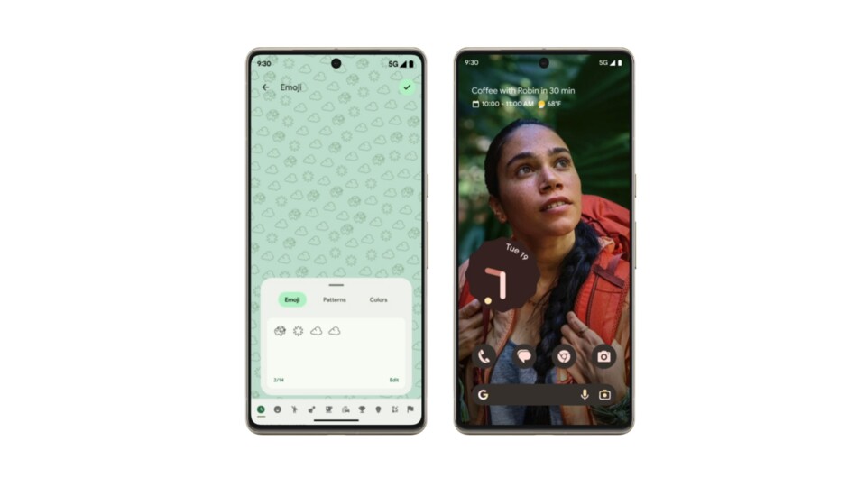 In Android 14 könnt ihr Bilder mit einem 3D-Effekt versehen oder Hintergrundbilder aus Emoji erstellen. (Bild: Google)