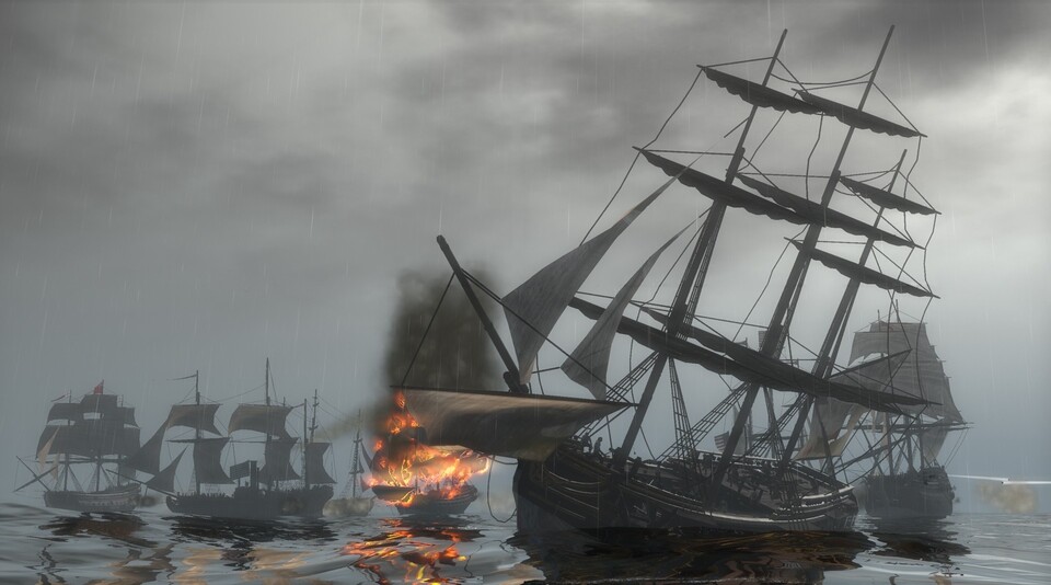 Wer Flammengeschosse erforscht, kann feindliche Schiffe in Brand stecken.
