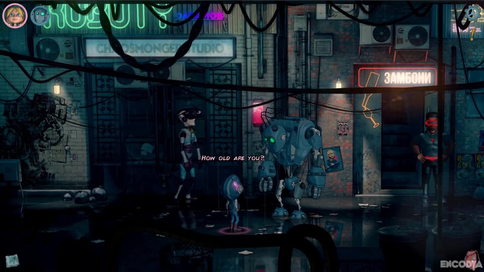 Encodya - Gameplay aus dem Cyberpunk-Adventure
