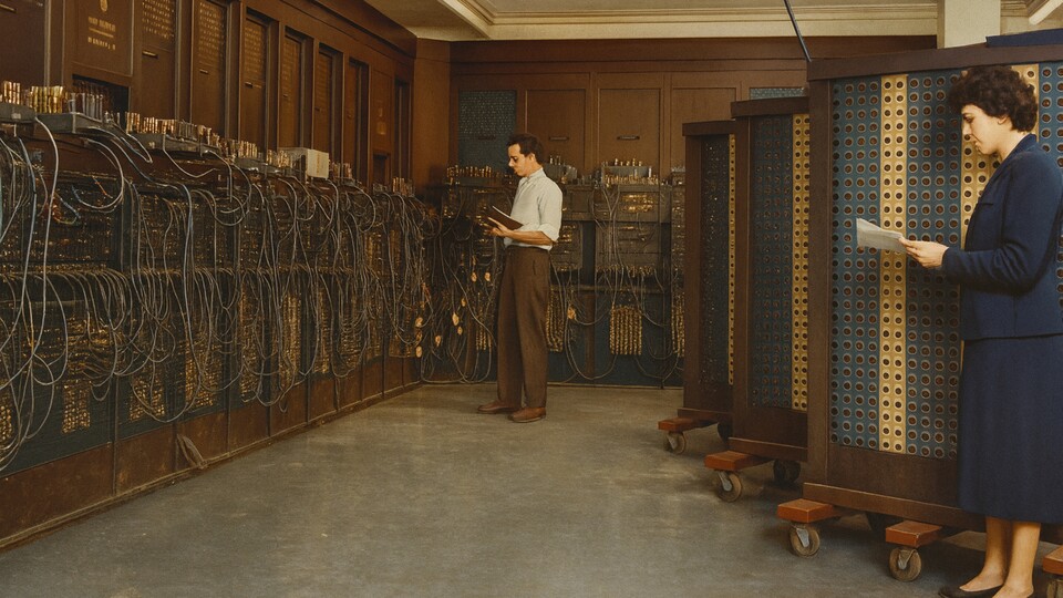 Der ENIAC. Hier per KI nachkoloriert. (Bildquelle: U.S. Army Photo)
