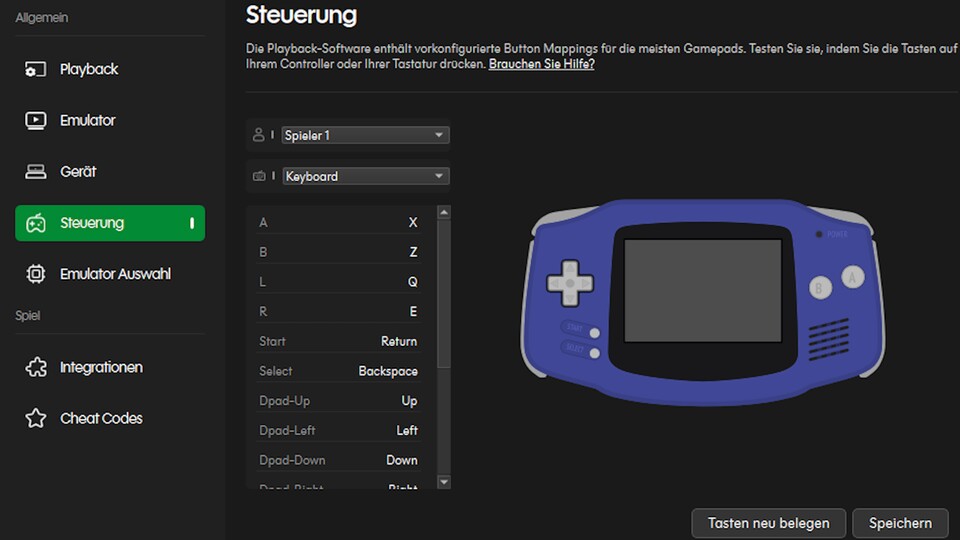 In Playback lässt sich die Steuerung jederzeit anpassen. Zudem können verschiedene Eingabemethoden gewählt werden. (Bildquelle: GameStar Tech Aaron Hofmann)