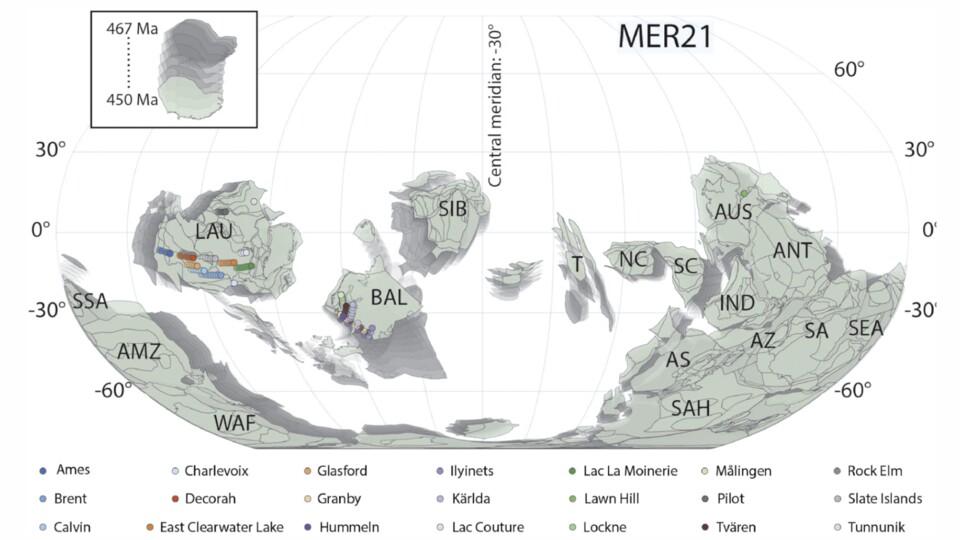 L'età della crosta terrestre varia tra 467 e 450 milioni di anni. (Fonte: Monash University, Melbourne)