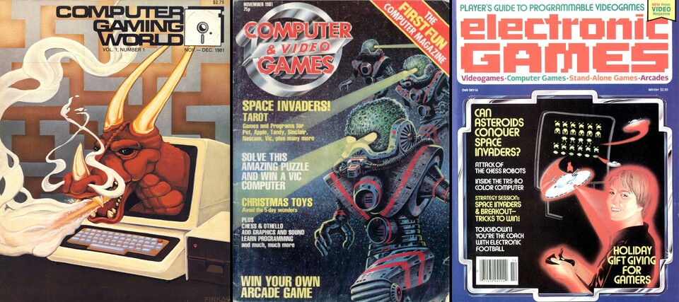Ende 1981 erscheinen die ersten drei Zeitschriften, die sich regelmäßig rund um Spiele drehen: Computer Gaming World und Electronic Games sind an US-amerikanischen Kiosken zu haben, die Computer & Video Games entsteht bei einem Verlag in London.