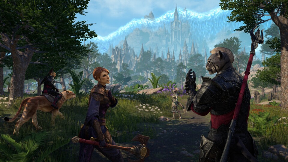 In der neuen Gegend von Sonnewende treffen Sie einige alte Bekannte - zum Beispiel Khajiit -glitzohr Razumdar.