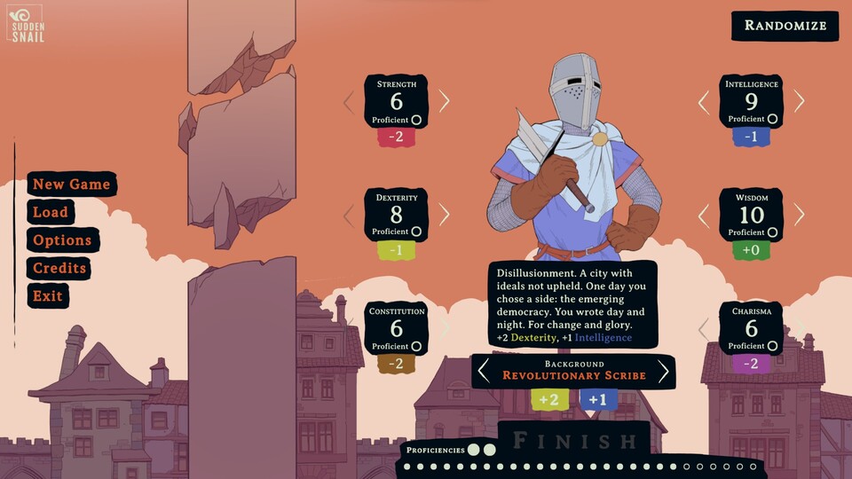 Zu Beginn wähle ich Hintergrund und Attribute meines Kleriker-Charakters.