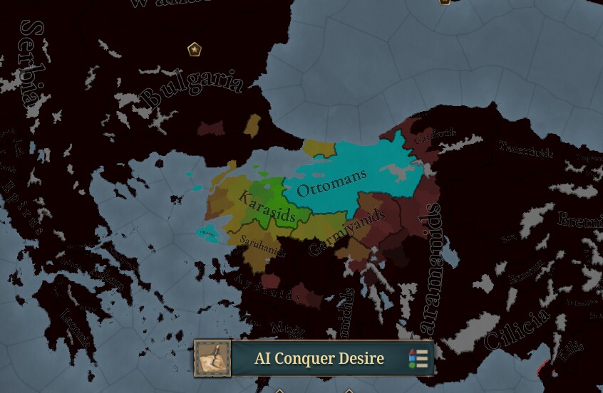 Mit diesem Map-Filter seht ihr, wo die KI gerne Gebiete erobern würde.